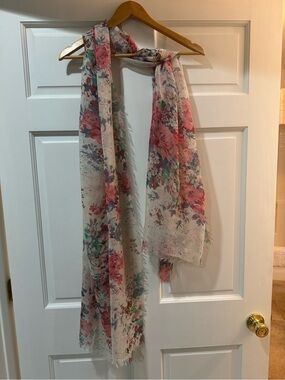 Floral Pink & Green Lightweight Women's Scarf